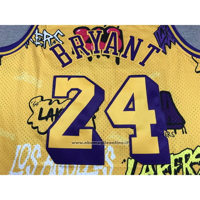 Maglia Los Angeles Lakers Kobe Bryant #24 Slap Sticker Mitchell & Ness 1996-97 Giallo